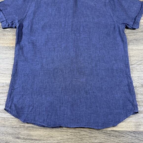Porter & Ash Linen Button Up Shirt Small Blue Casual Outdoor Linen Dyed Prep Men - Picture 9 of 9